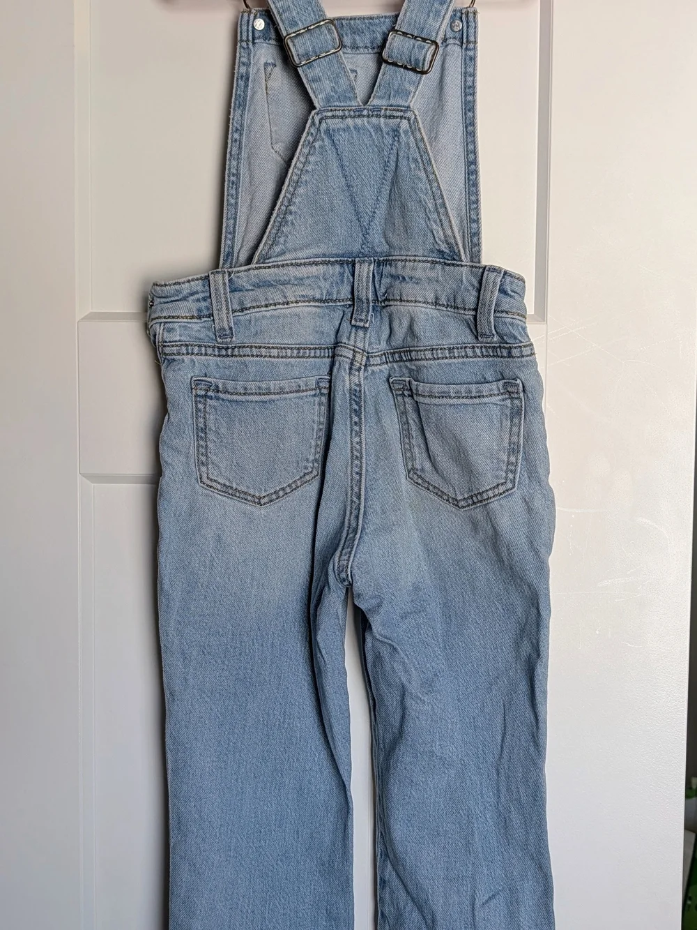 Cat & Jack Light Blue Denim Overalls with Purple Sequin Knee Patches